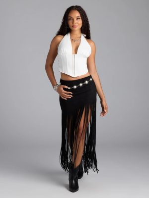 Shake It Up Fringe Maxi Skirt
