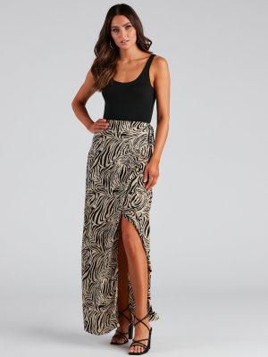 Wild And Chic Zebra Maxi Skirt