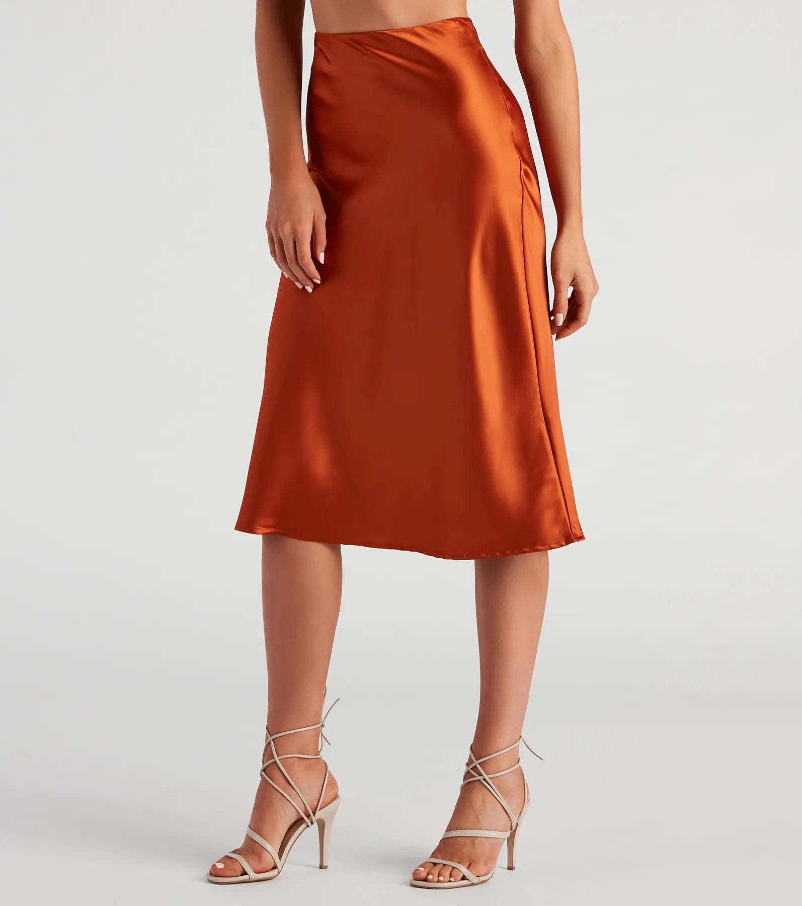 Silky-Chic Satin Midi Skirt - Image 5