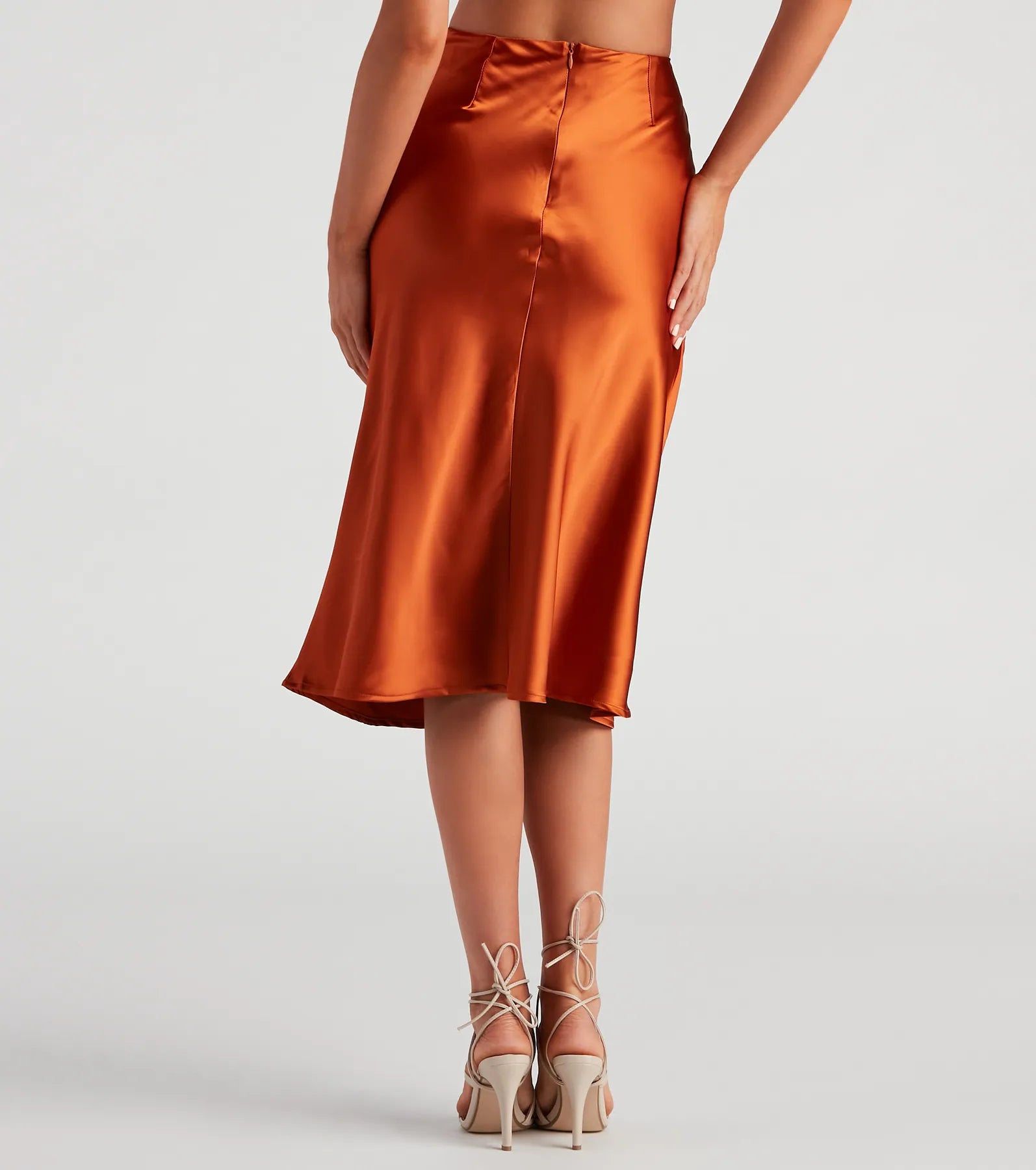 Silky-Chic Satin Midi Skirt - Image 6