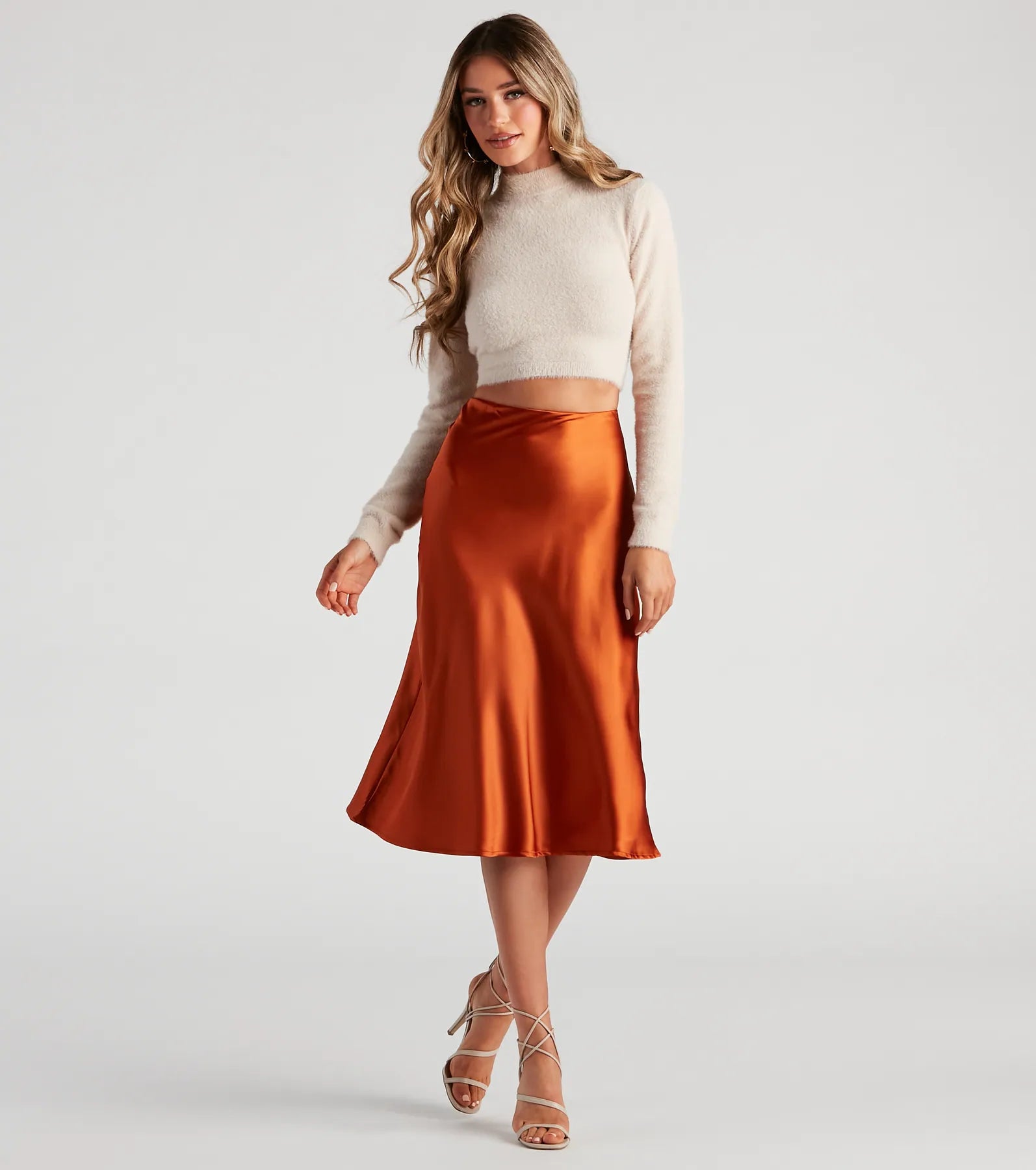 Silky-Chic Satin Midi Skirt - Image 7
