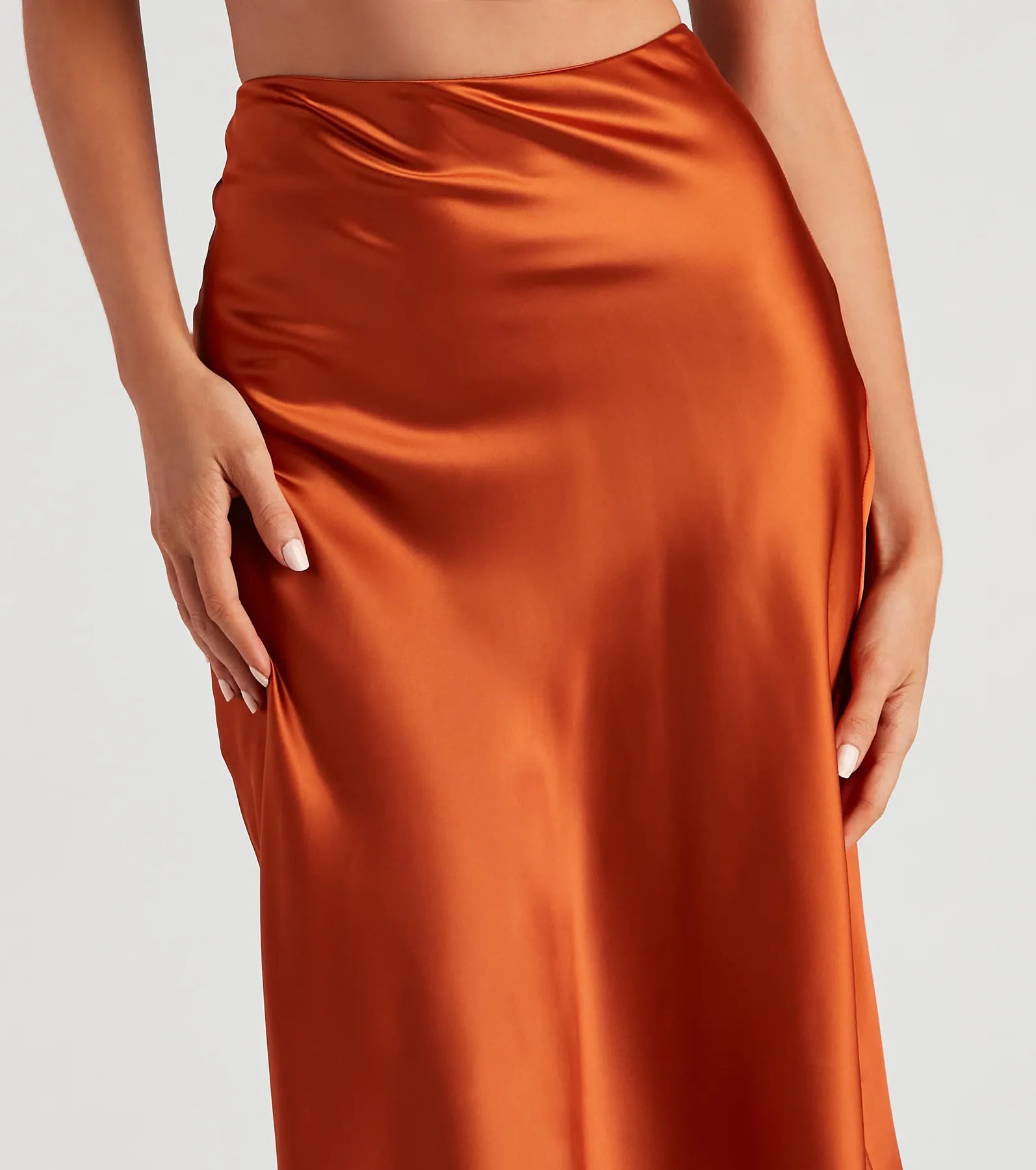 Silky-Chic Satin Midi Skirt - Image 8