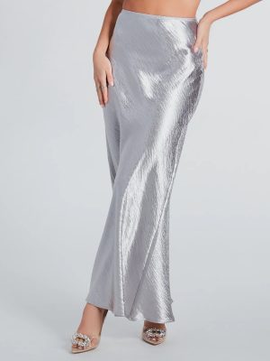 Iconic Sheen Crinkle Satin Maxi Skirt