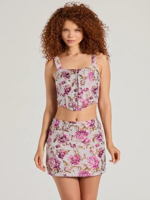 Easily Beloved High-Rise Floral Tapestry Mini Skirt