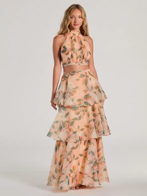 Gorgeous Perfection Ruffled Floral Chiffon Maxi Skirt