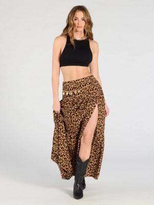 On The Prowl High-Rise Slit Leopard Maxi Skirt