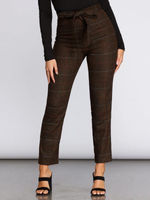 Plaid Perfection Tie Waist Pants