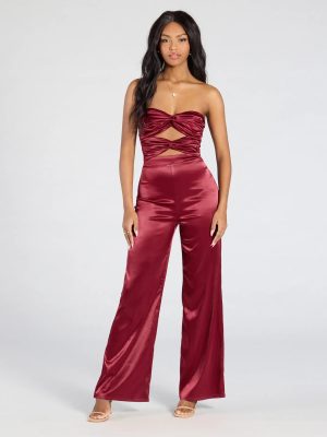 Late Nights Cutout Satin Wide-Leg Jumpsuit