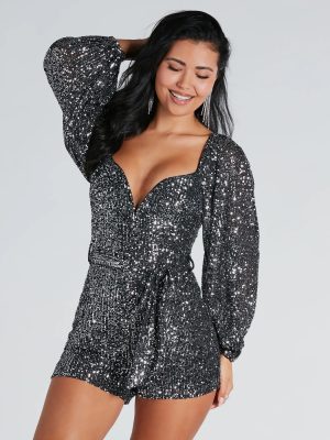 Meet Me At Midnight Sequin Romper