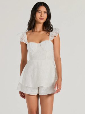 Dreamy Chic Flutter Sleeve Ruffled Chiffon Romper