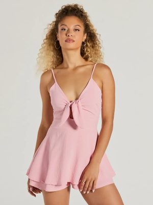 Flirty Look Tie-Front Ruffled Romper