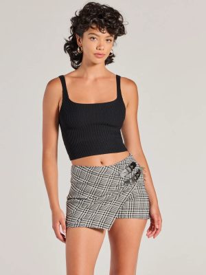 Cutest Agenda Buckle Plaid Mini Skort
