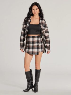 Classically Chic Plaid High Waist Wrap Skort