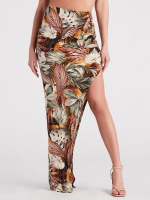 Vacay Muse Tropical Print Maxi Skirt