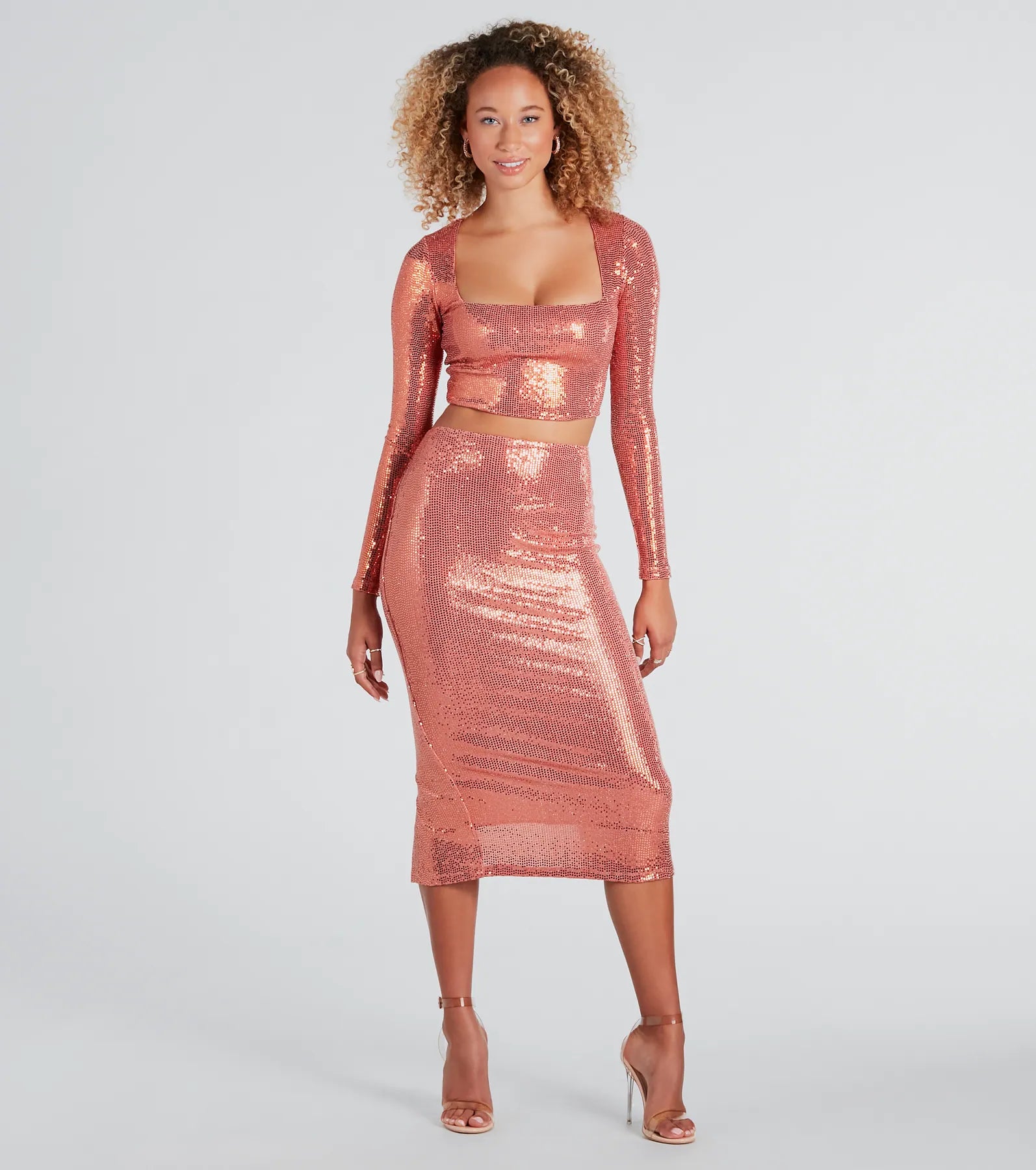 Enticing Sparkle Sequin Midi Skirt - Image 2