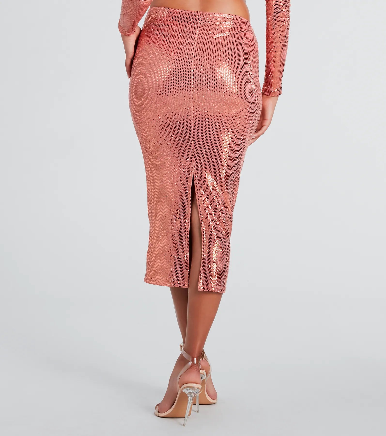 Enticing Sparkle Sequin Midi Skirt - Image 3