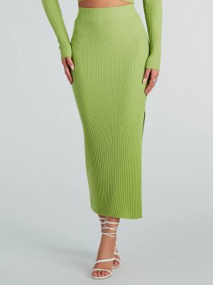 Twice The Love Rib Knit Midi Skirt
