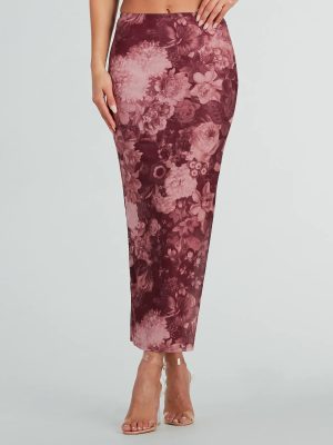 Stroll The Garden Mesh Floral Maxi Skirt
