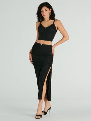 Alluring Dream High-Rise Lace Rosette Maxi Skirt