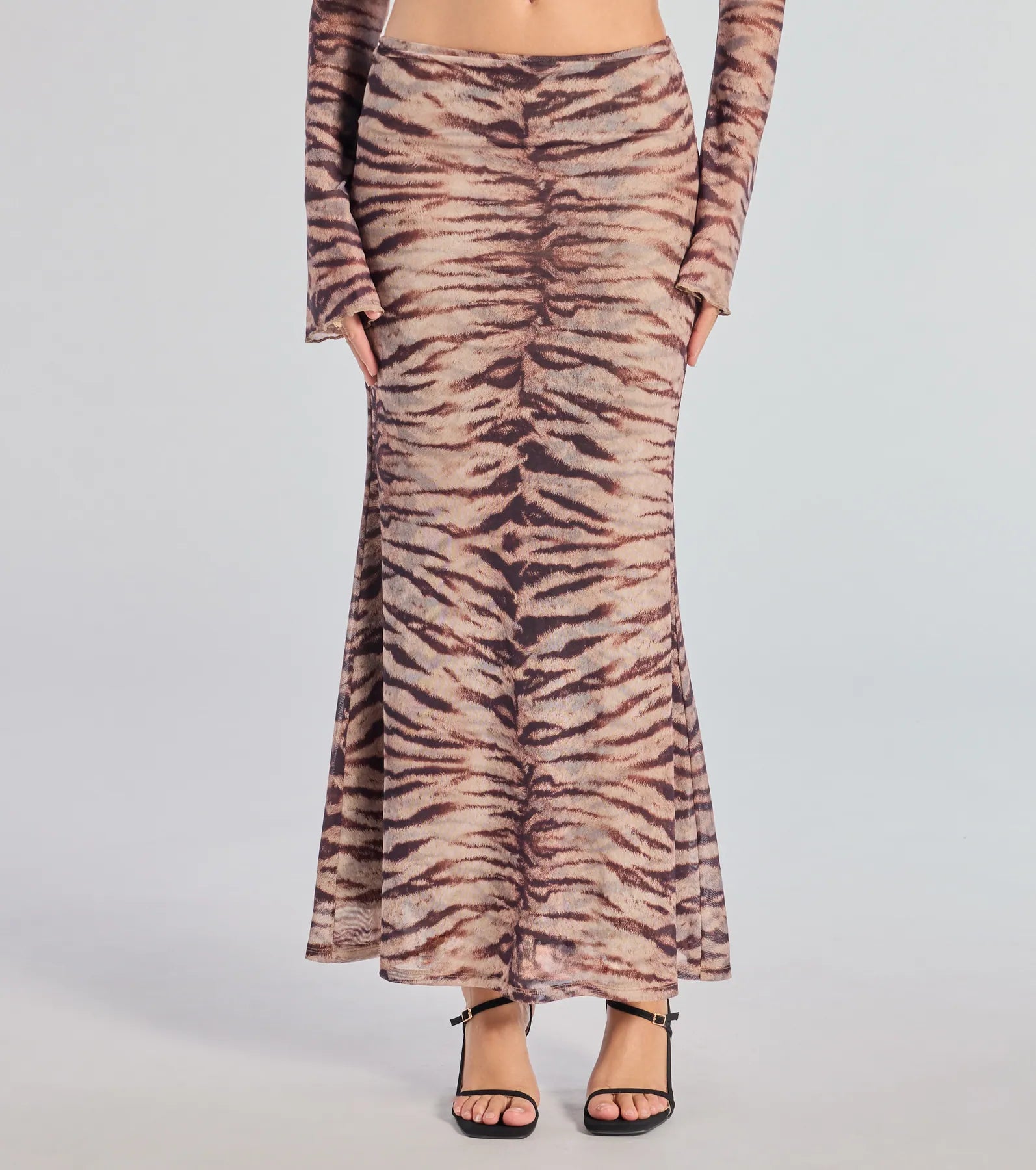 Strut It Out Abstract Zebra Maxi Skirt - Image 4