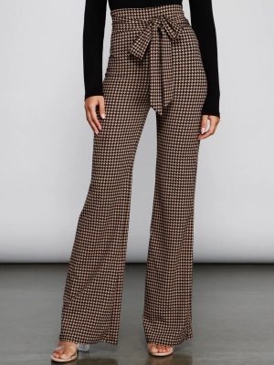 Chic Tie-Front Houndstooth Pants