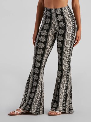 Elephant Print Bohemian Flare Pants
