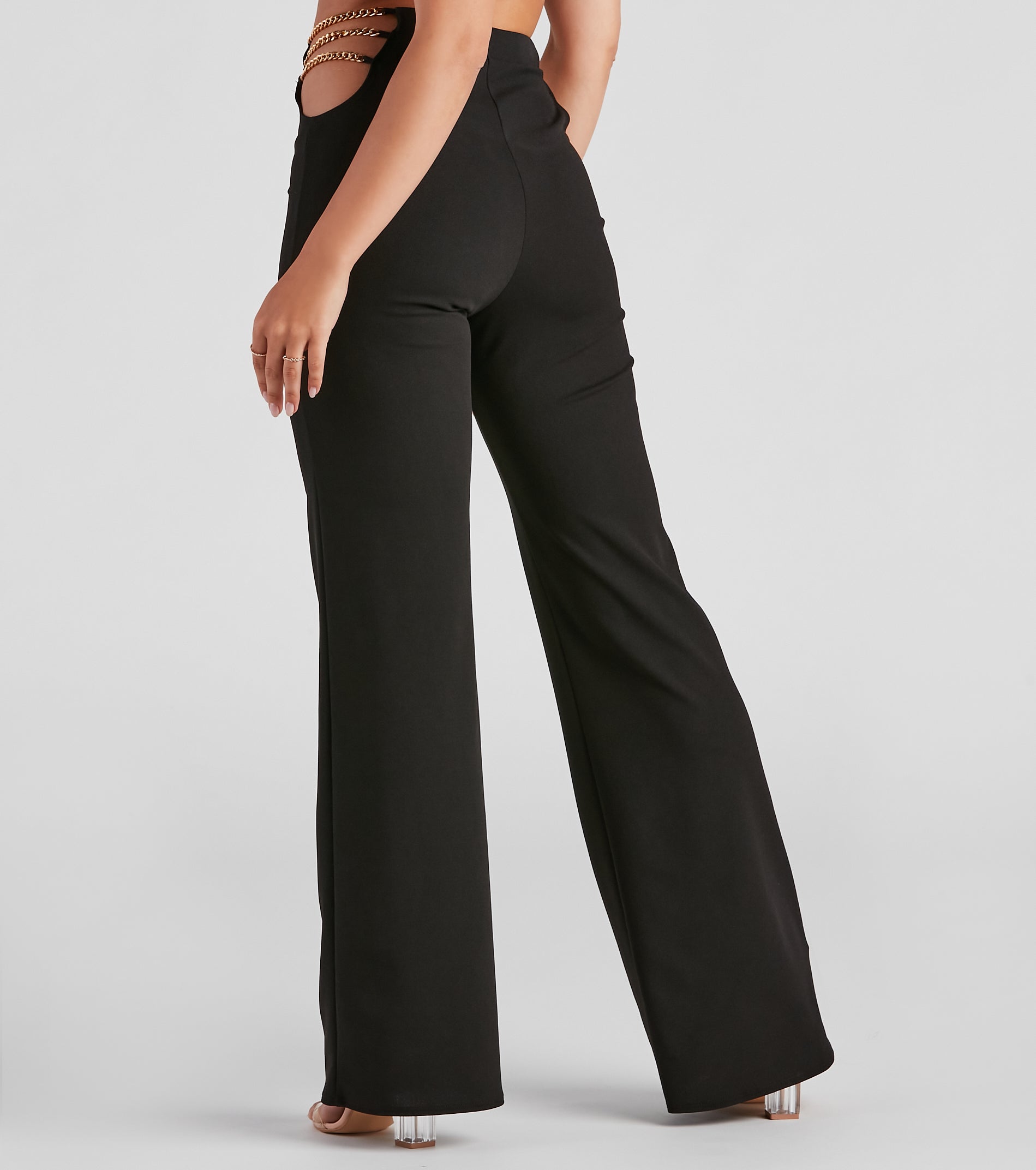 Chain of Scene Crepe Wide Leg Pants - Image 3