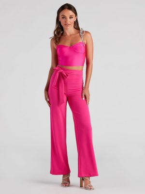 Style Game Crepe Tie Waist Pants