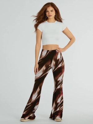 Brush Stroke High-Rise Flare Pants
