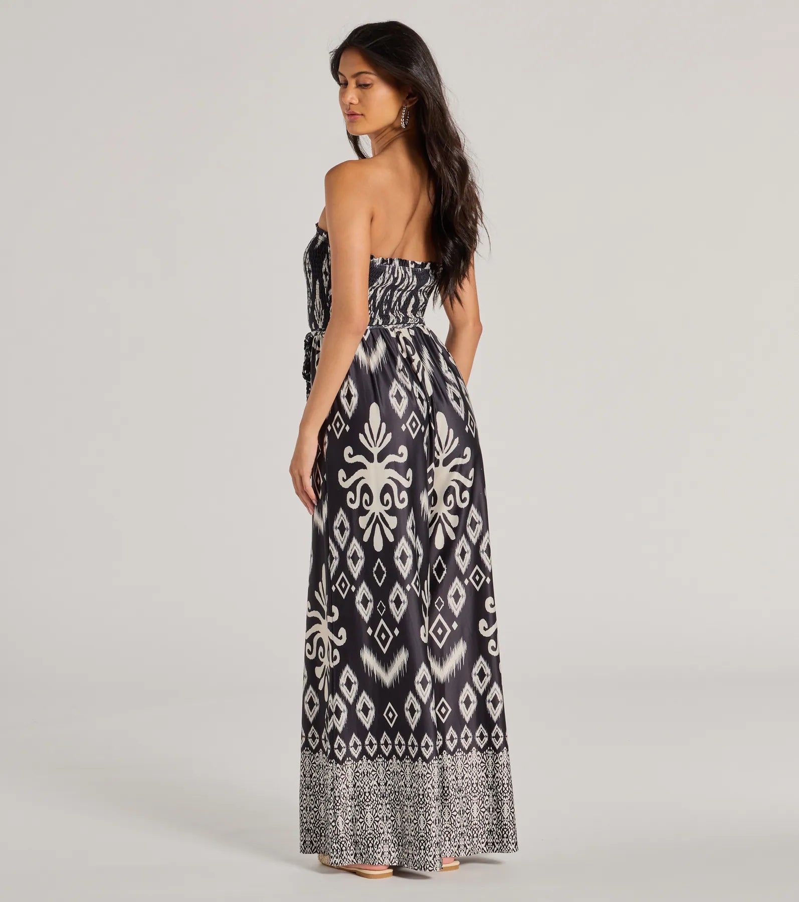 Trendy Ease Strapless Boho Print Wide-Leg Jumpsuit - Image 2