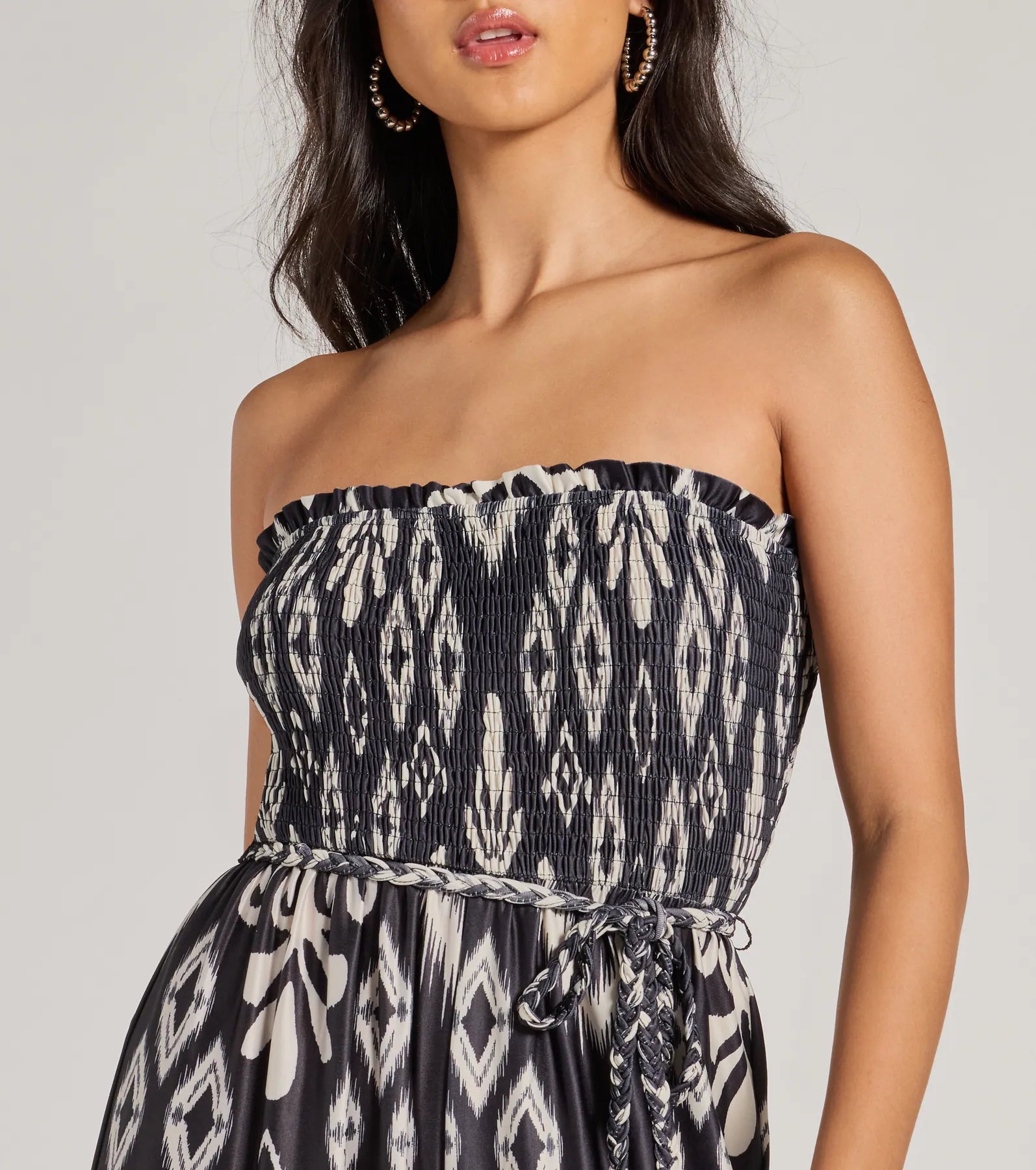 Trendy Ease Strapless Boho Print Wide-Leg Jumpsuit - Image 3