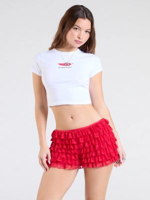 PLACEHOLDER - Chic Fairytale Tiered Lace Hot Shorts