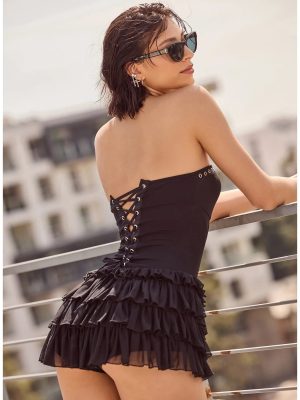 Edgy Allure Corset Drop Waist Romper
