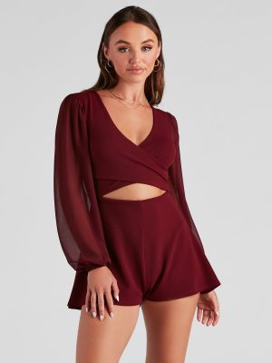 Pardon Me Crepe Faux Wrap Romper