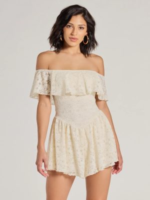 Boho Lace Off-The-Shoulder Drop Waist Romper