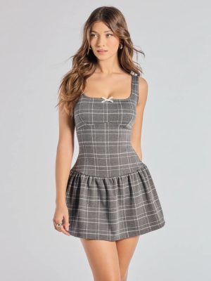 Perfect In Plaid Drop Waist A-Line Romper