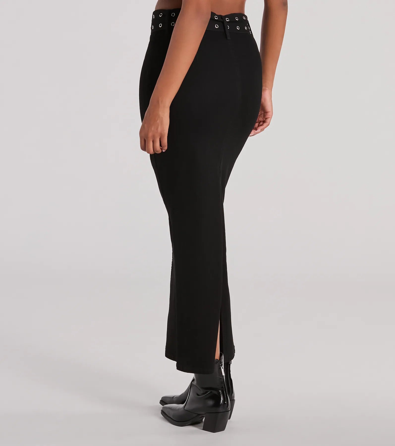 Exceptionally Cool High-Rise Belted Denim Maxi Skirt - Image 2