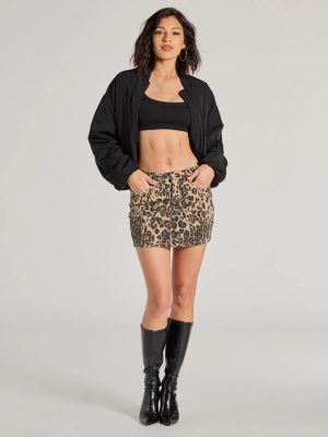 Pretty Purrfect Leopard Print Denim Mini Skirt