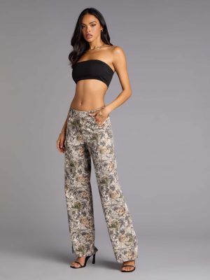 Off Duty Mid-Rise Camouflage Denim Jeans