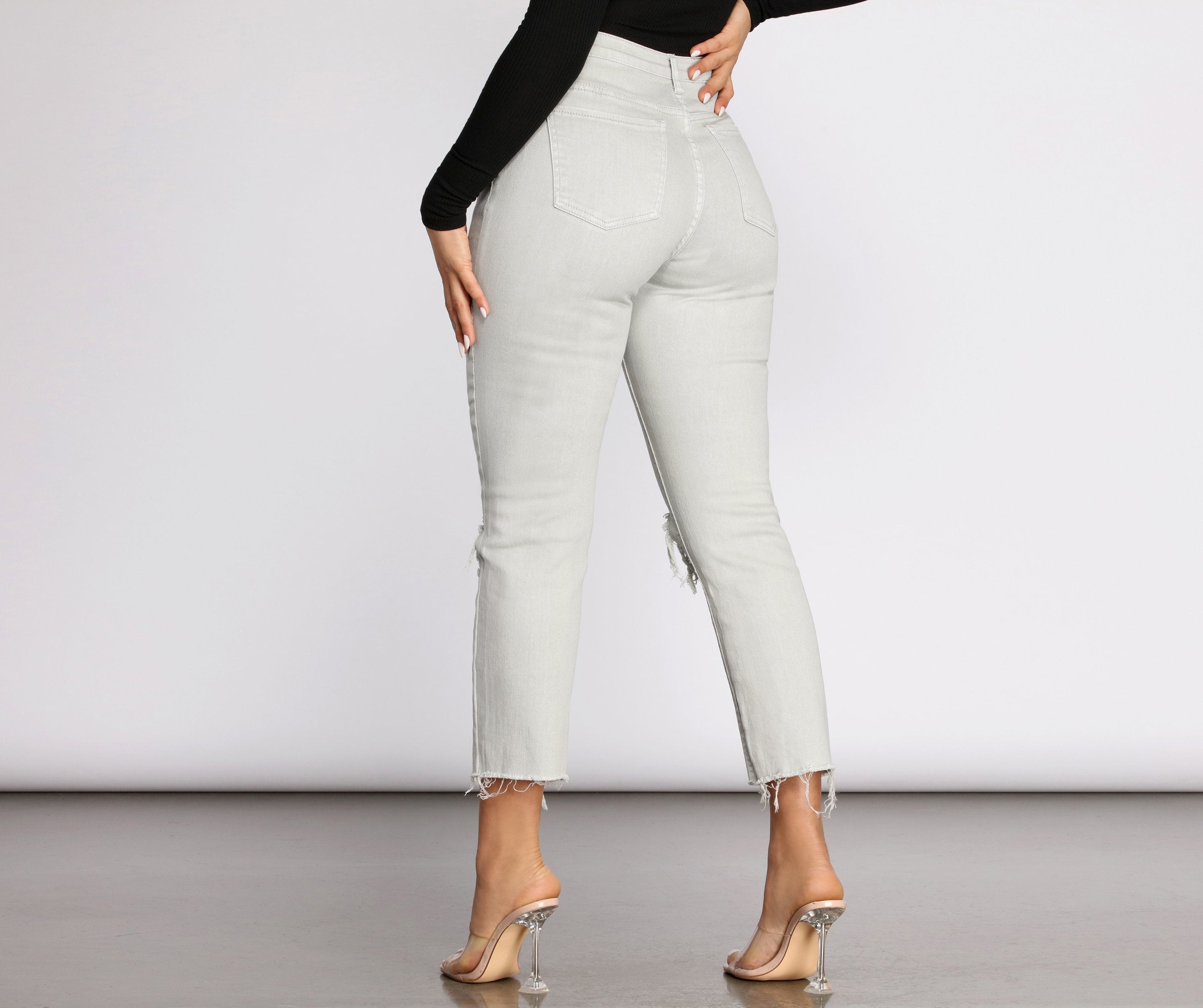 High Waist Distressed Denim Pants - Image 15