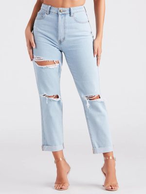 High Rise Drama Destructed Jeans