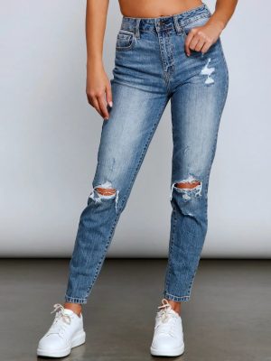 Tobi High Rise Destructed Mom Jeans