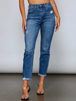 Ella High Rise Distressed Mom Jeans