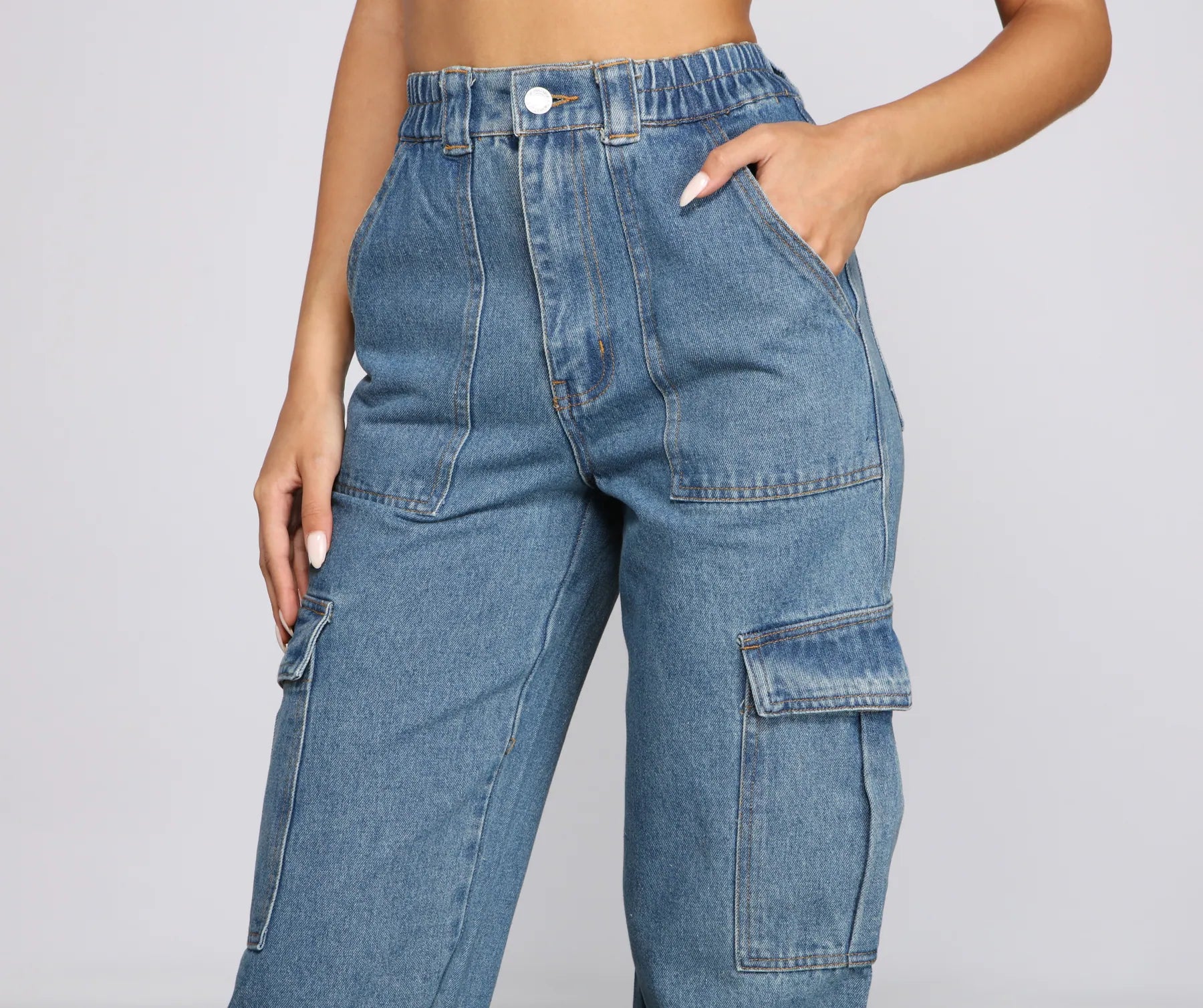 High-Rise Cargo Boyfriend Jeans - Image 4