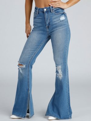 Total Flare High-Rise Distressed Jeans