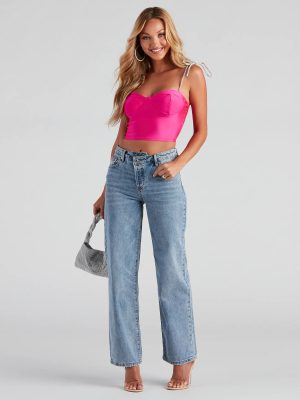 Mid Rise Straight Leg Denim Jeans