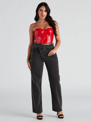 Stretch The Rules High Rise Straight Leg Denim Jeans