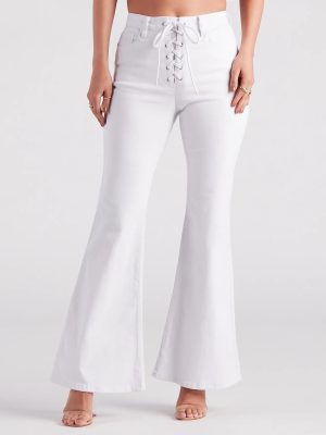 Bri High-Rise Lace-Up Flare Jeans By Windsor Denim