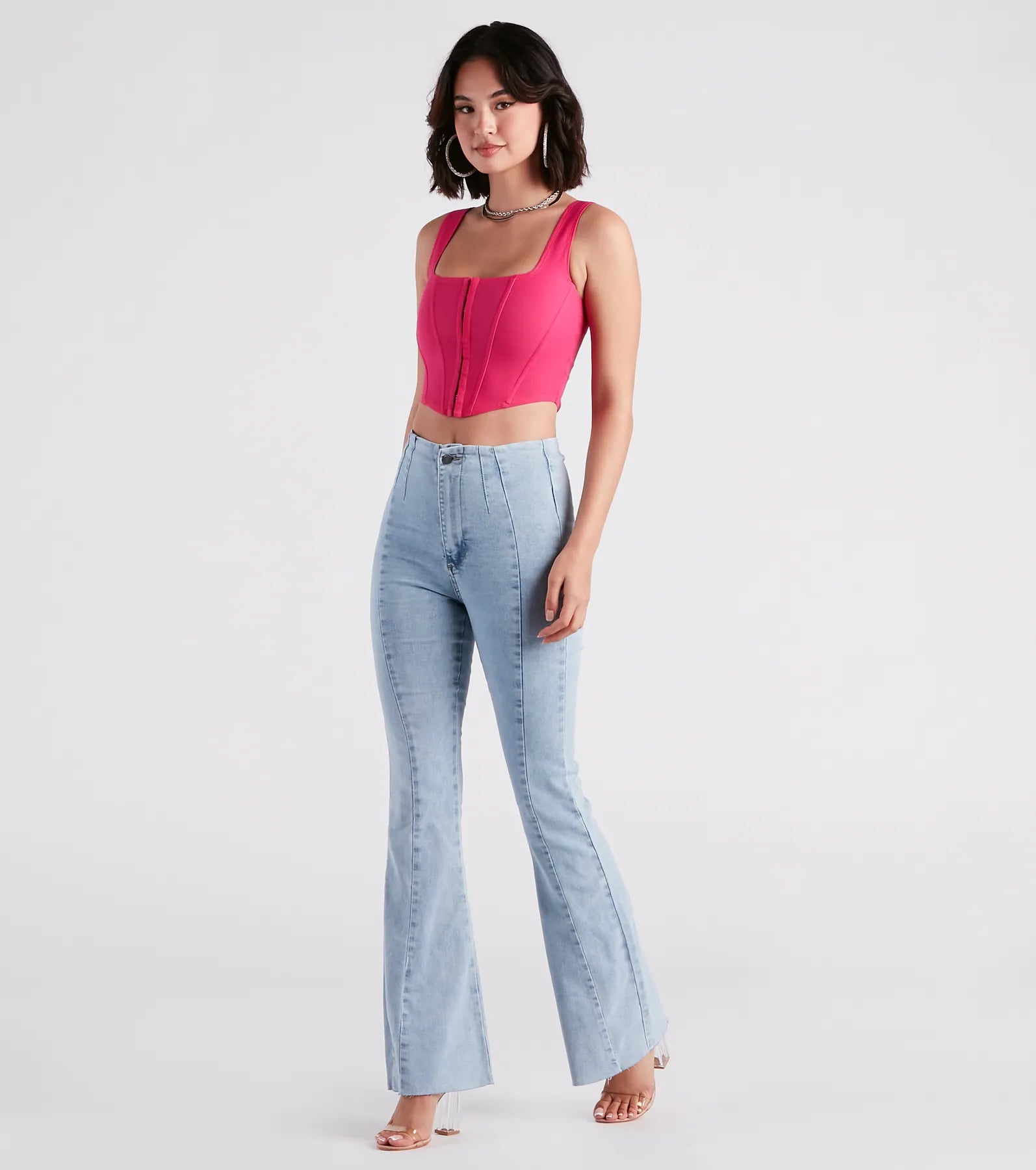 Cute Flare High Rise Denim Jeans - Image 2
