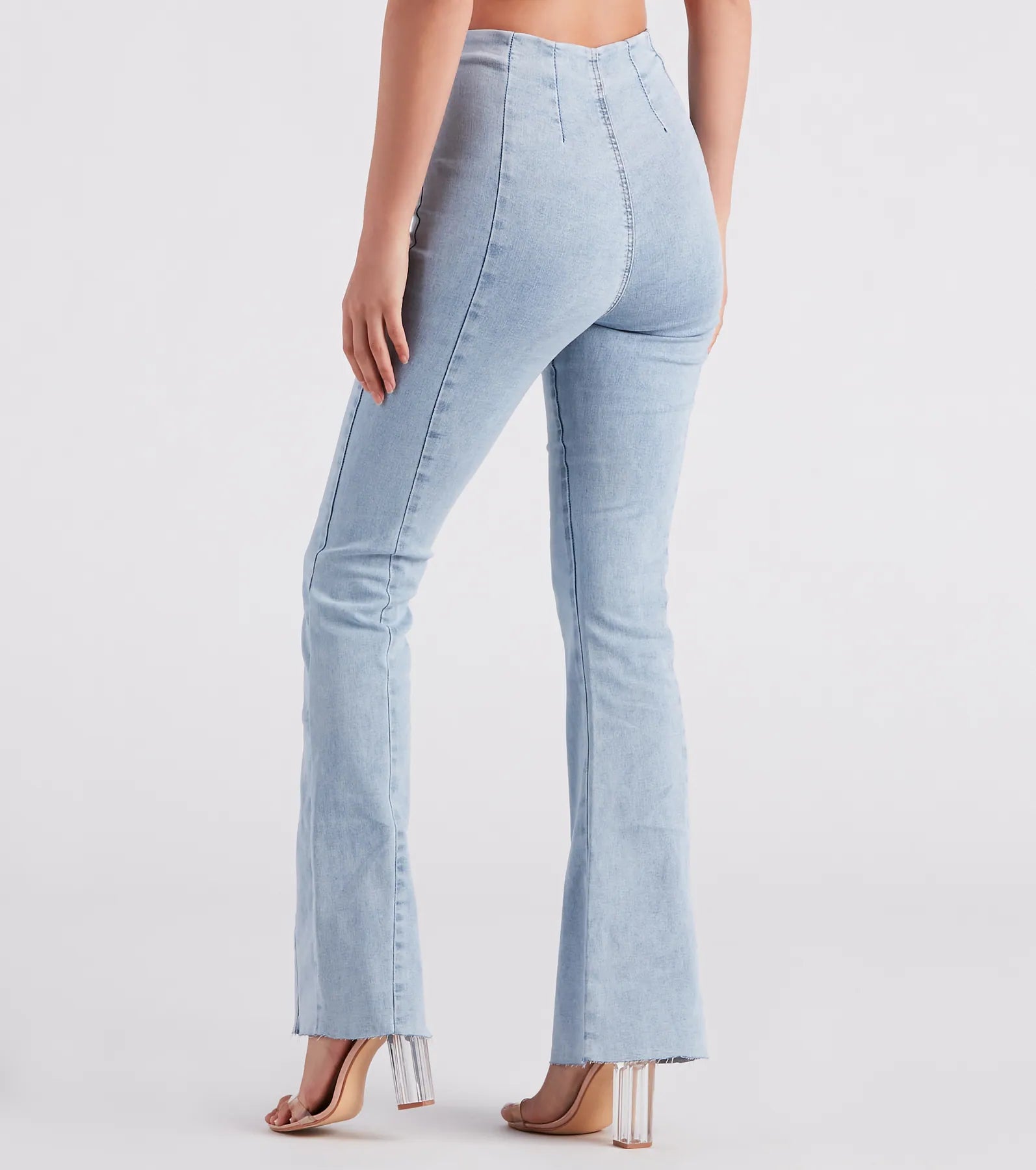 Cute Flare High Rise Denim Jeans - Image 3